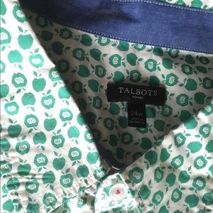 White & green button down shirt