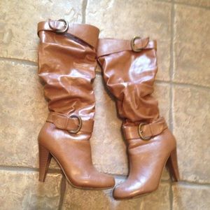 Brown knee high boots