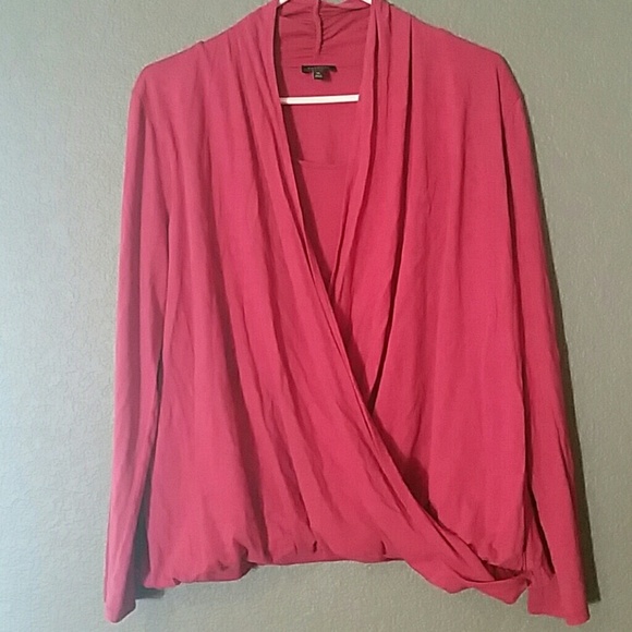 Coral layered long sleeve blouse