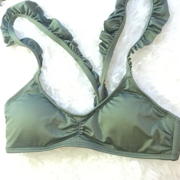 Army green bikini top never worn!