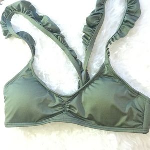 Army green bikini top never worn!