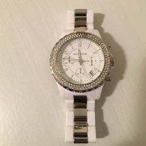 White and silver Michael Kors enamel watch