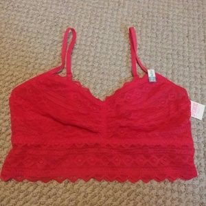Red VS PINK Lace Bralette / crop / bandeau