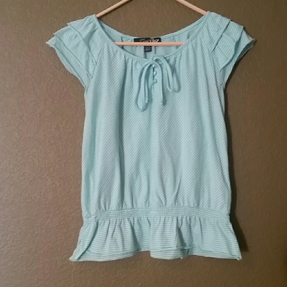 Aqua striped summer blouse