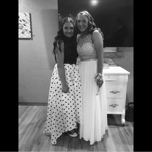 Black and white polka dot prom dress