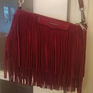 Rebecca Minkoff "Finn" fringe in burgubdy suede