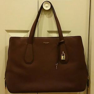 Henri Bendel Maroon Handbag with Golden Accents