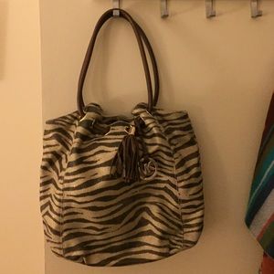 canvas leopard michael kors tote