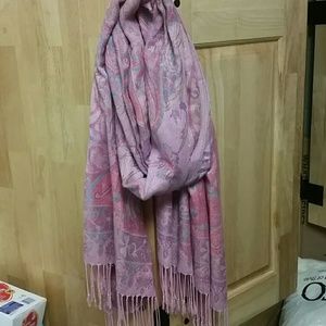 Pink Patterned Pashmina Scarf