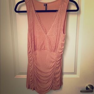Blush ruched lace top