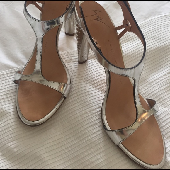 Giuseppe Zanotti Brilliant Silver and Nude Heels