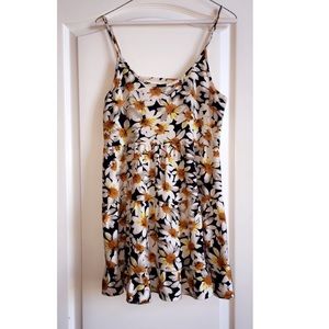 flowy babydoll dress with openback sunflower print
