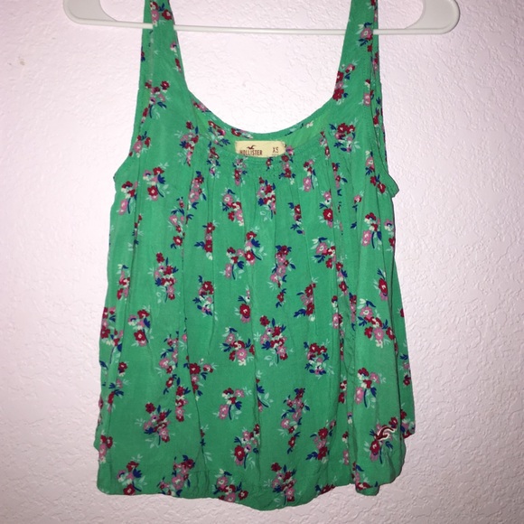 Dark teal floral open back top