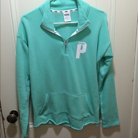 VS PINK mint green half zip