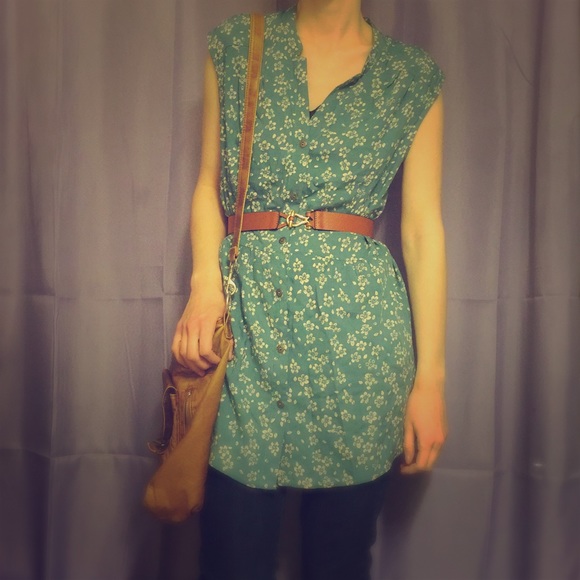 Floral button down tunic