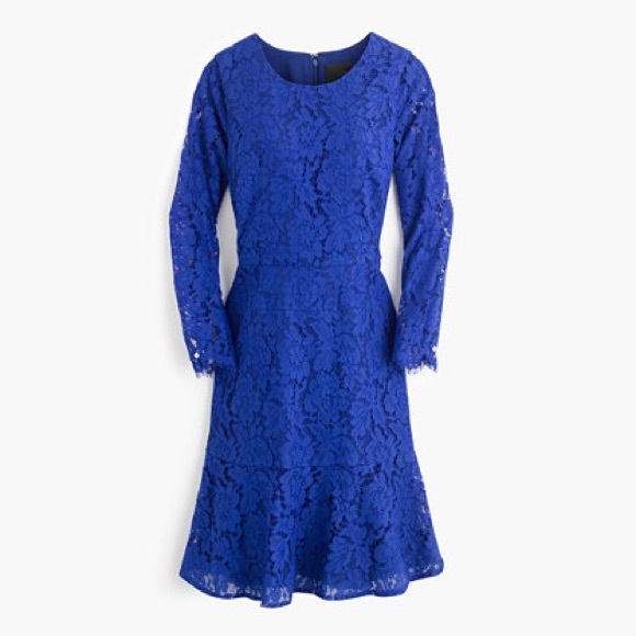 NWT J. Crew long sleeved blue/purple lace dress 0P