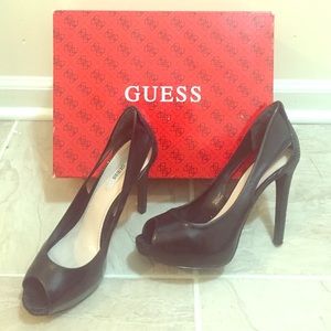 Guess - Harrah - Black Leather/Snakeskin Pump