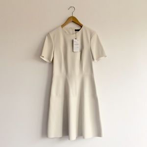 Zara White Faux Leather Flare Dress