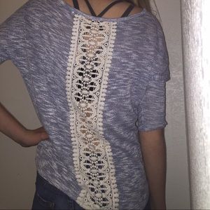 PINK ROSE blue lace shirt