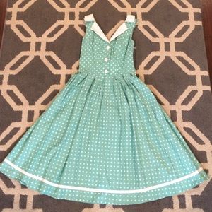Rockabilly Light Green Sleeveless Swing Dress