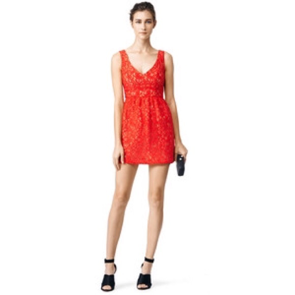 Shoshanna lace red dress 0