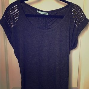 Metallic embellished gray top