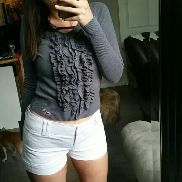 Hollister Sweaters - Hollister | Grey Ruffle Cardigan