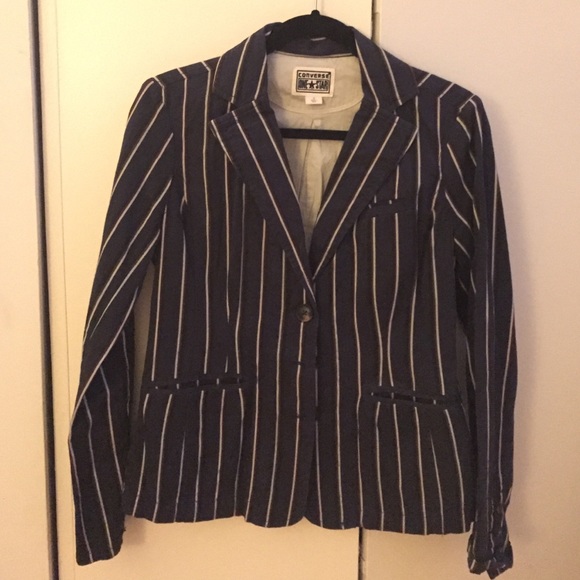 1970's retro navy / white striped spring blazer.