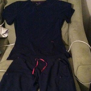 Smitten pettie large navy blue scrub set