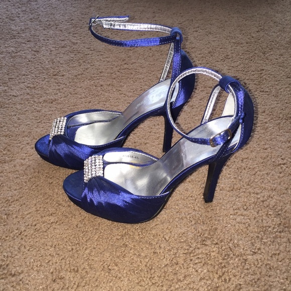 Royal blue Satin heels with ankle strap