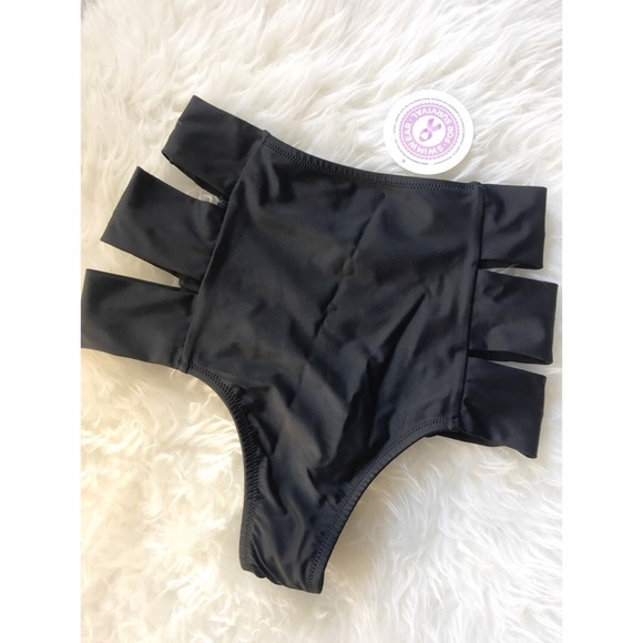 Black High Waist Bikini Bottom-Peek-a-Boo sides!