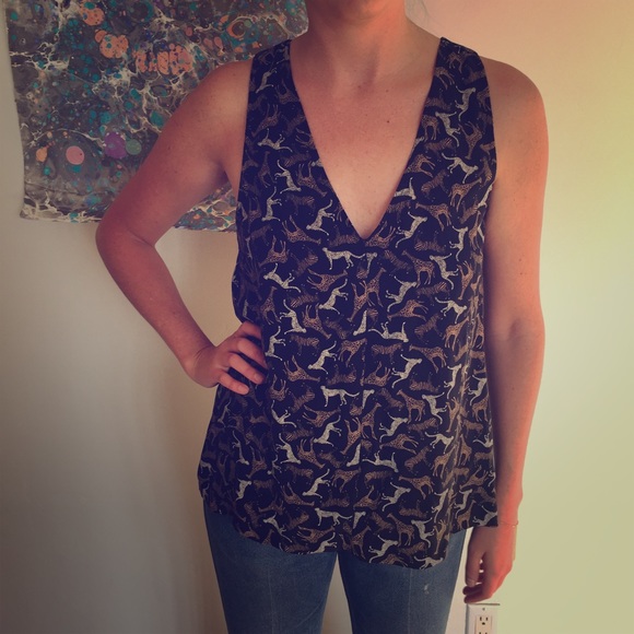 Joie Animal Print Silk Tank Top