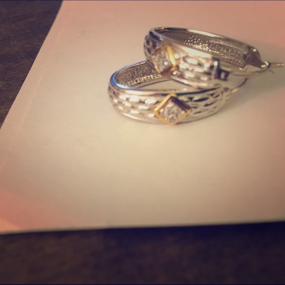 Sterling silver and 14k gold hoop earrings