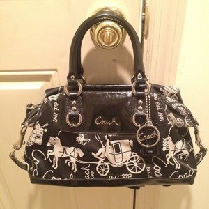 Black/Silver Coach Horse & Carriage Satchel