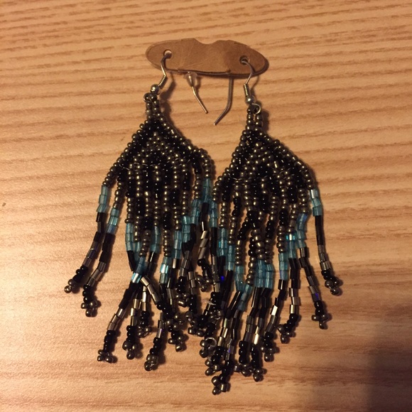 Blue and Black Dangling Earrings