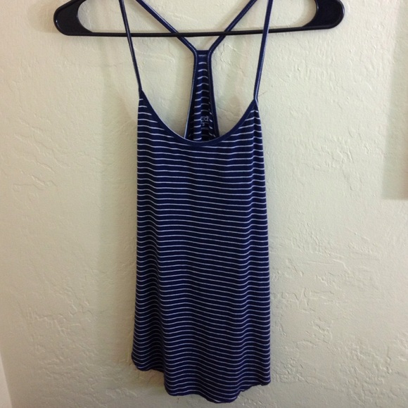 Navy blue and white striped tank top