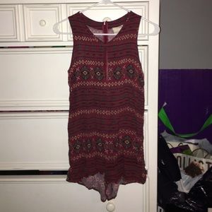 Maroon Patterned Romper