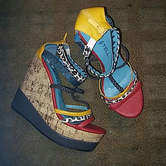 KISS & TELL Wild & Funky Strappy Wedge Sandals