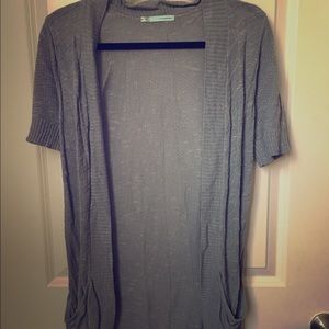 Gray open front sweater cardigan