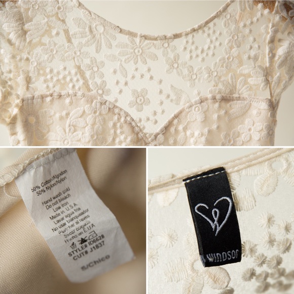 Cream Colored Dress with Lace Top - Picture 4 of 5