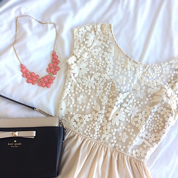 Cream Colored Dress with Lace Top - Picture 5 of 5