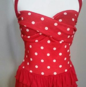 Flirty, Red & White Polka Dot Pin-up Top