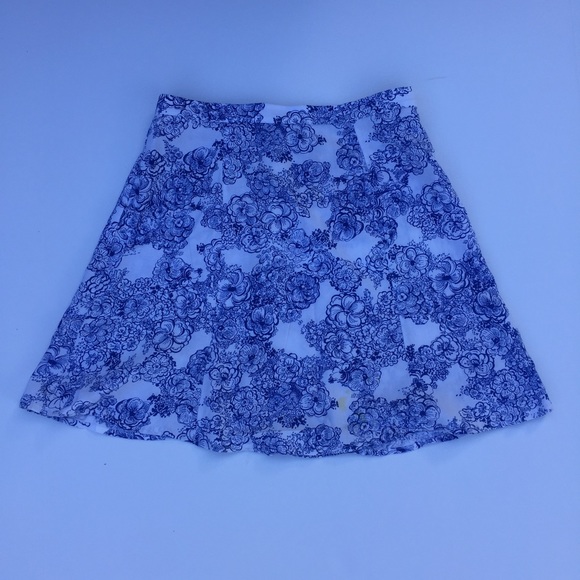 American apparel blue floral print circle skirt