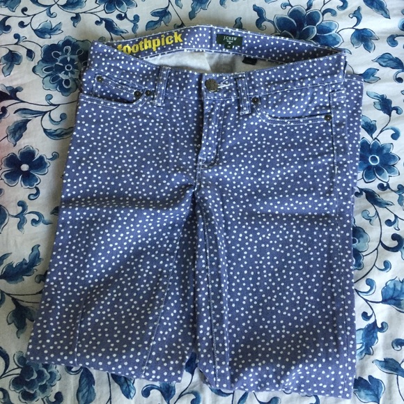 SOLD - J Crew Polka Dot Toothpick Jeans - Picture 1 of 1