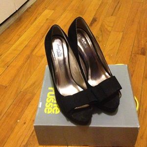 Suede black chunky heels