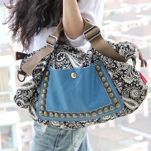 Boutique Handbags - 🆕Black Paisley Studded Hobo Handbag