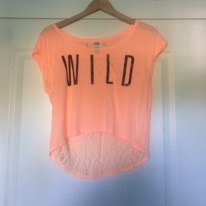 Victoria secret, peach t-shirt with Lacy back