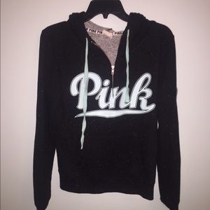 PINK VS mint black and white half zip XS