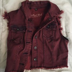 Burgundy/ deep red denim vest