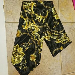 Silk Gold and Black Scarf